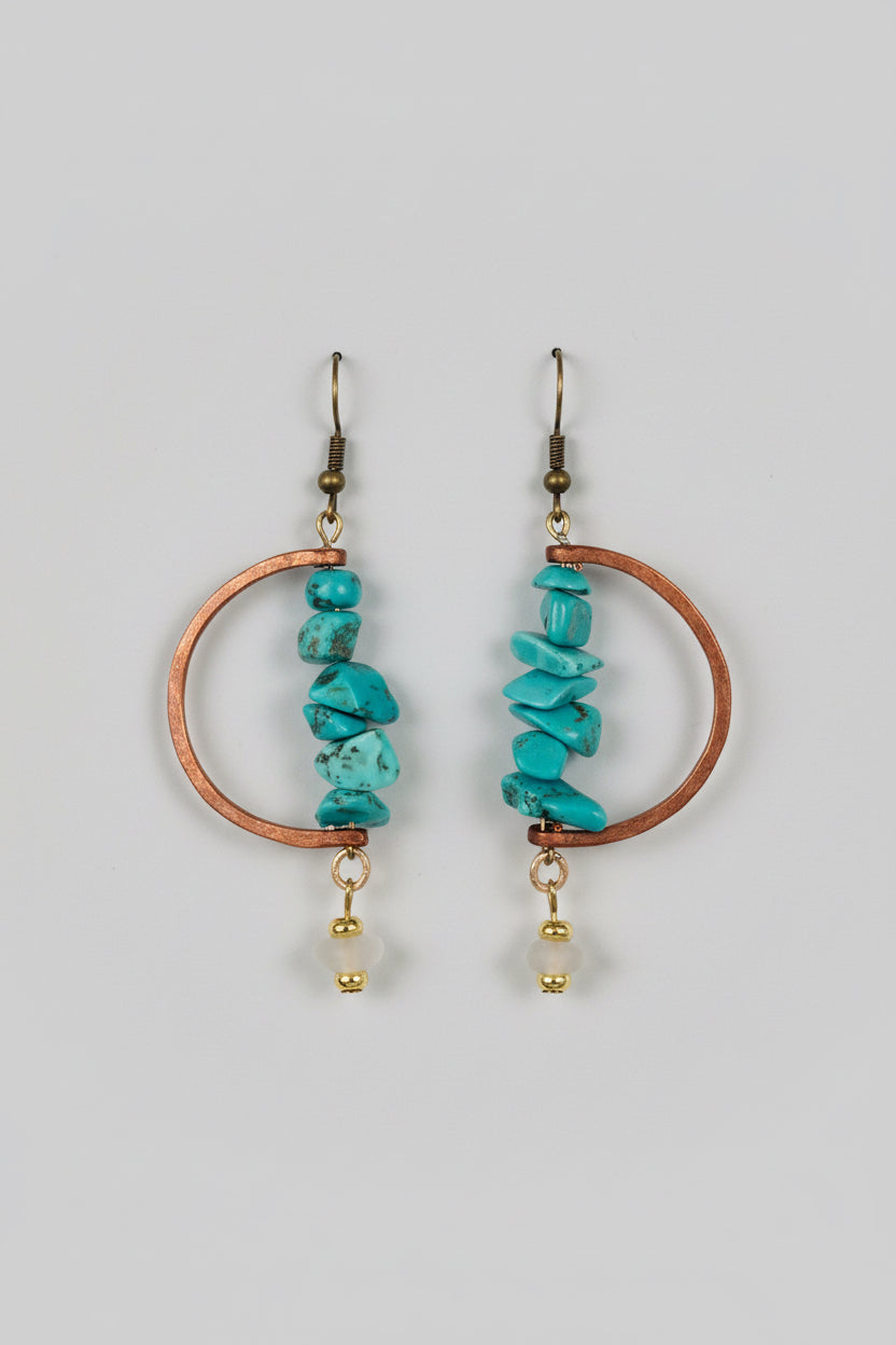 Copper D-Shape Dangle Earrings
