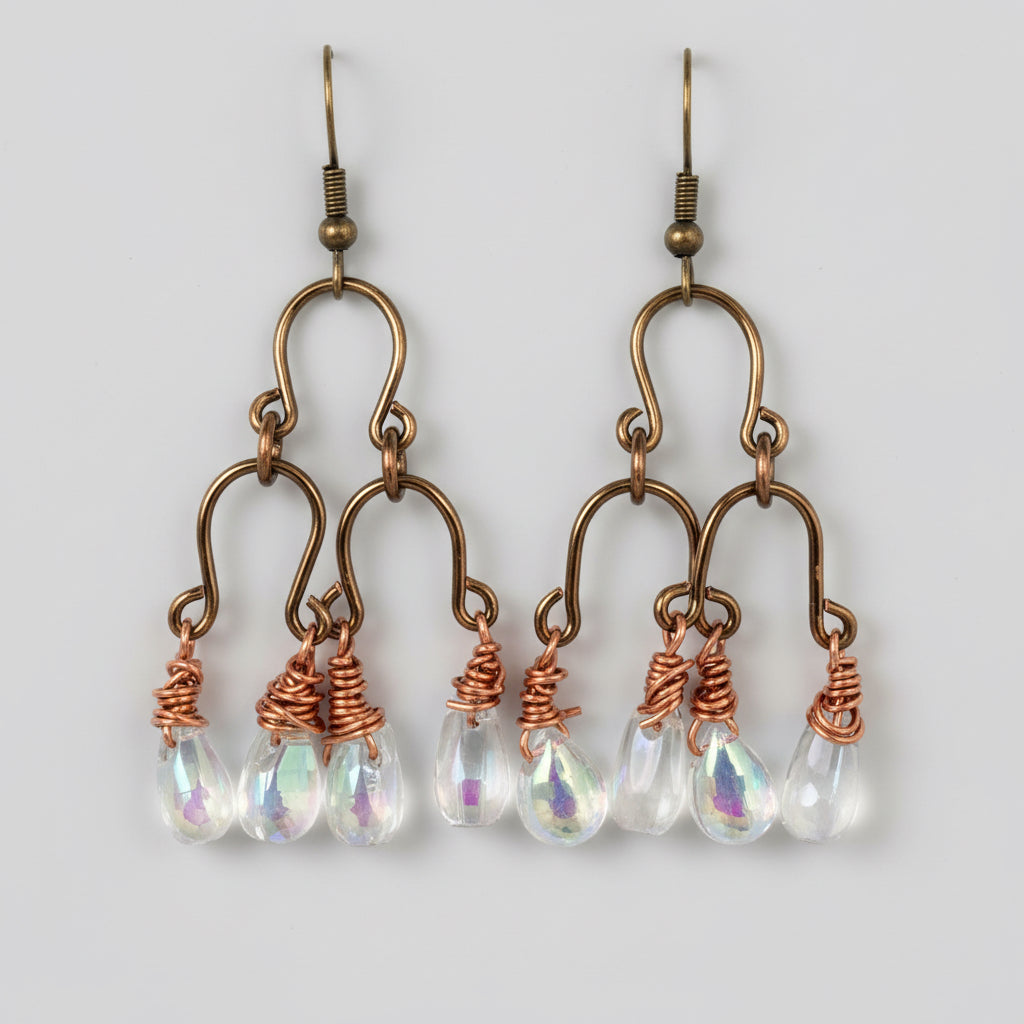 Bronze Pink Teardrop Chandelier Earrings II