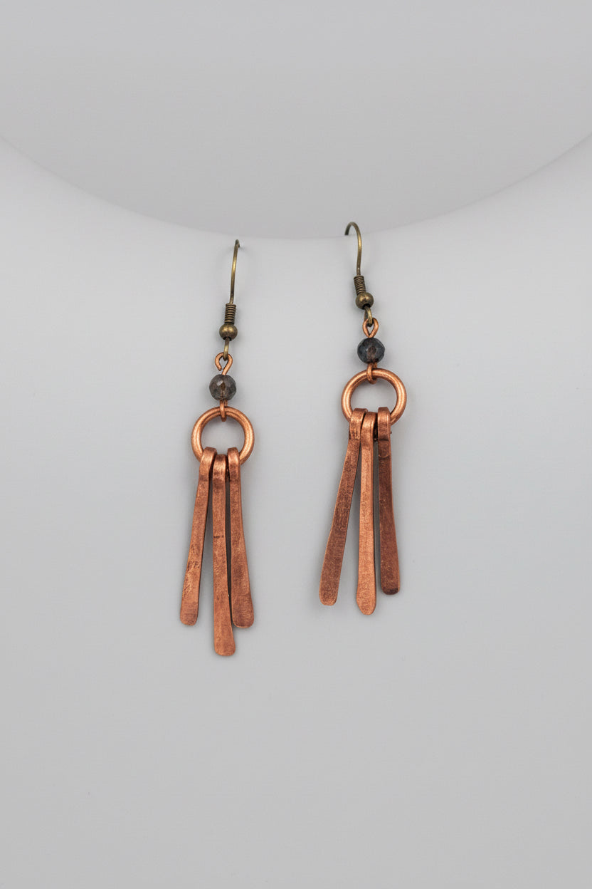 Hammered Copper Dangle Earrings