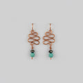 Copper Chinese Dangle Earrings with Jade Bead