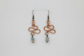Copper Chinese Dangle Earrings with Clear Beads