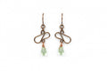 Bronze Chinese Dangle Earrings with Green Teardrop Crystal