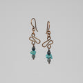 Bronze Chinese Dangle Earrings with Turquoise Bead