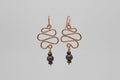 Bronze Chinese Dangle Earrings with Brown Wooden Bead