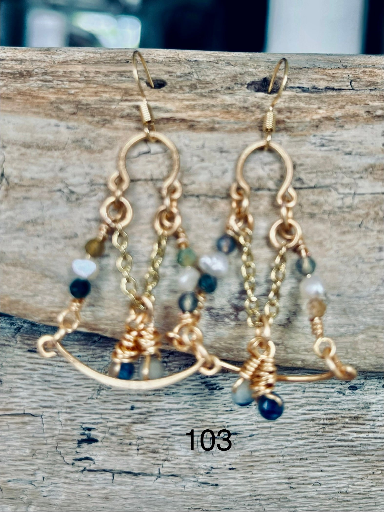 Gold Plated Dangle Earrings with African Beads