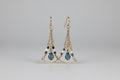 Gold Plated Dangle Earrings with Blue Crystal Bead