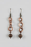 Copper Chain Link Dangle Earrings with Tibetan Copper Balls