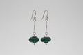 Silver Beach Glass Dangle Earrings in Green
