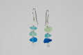 Silver Multi-Colored Blue Beach Glass Earrings