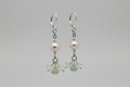 Sterling Silver Pearl and Beach Glass Dangle Earrings