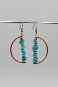 Copper D-Shape Dangle Earrings with Turquoise