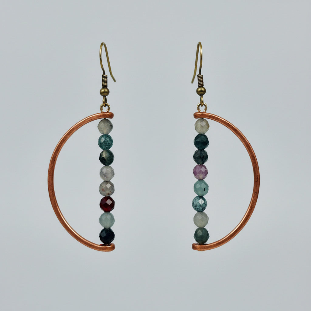 Copper D-Shape Dangle Earrings II