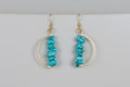 Gold-Plated D-Shape Dangle Earrings with Turquoise