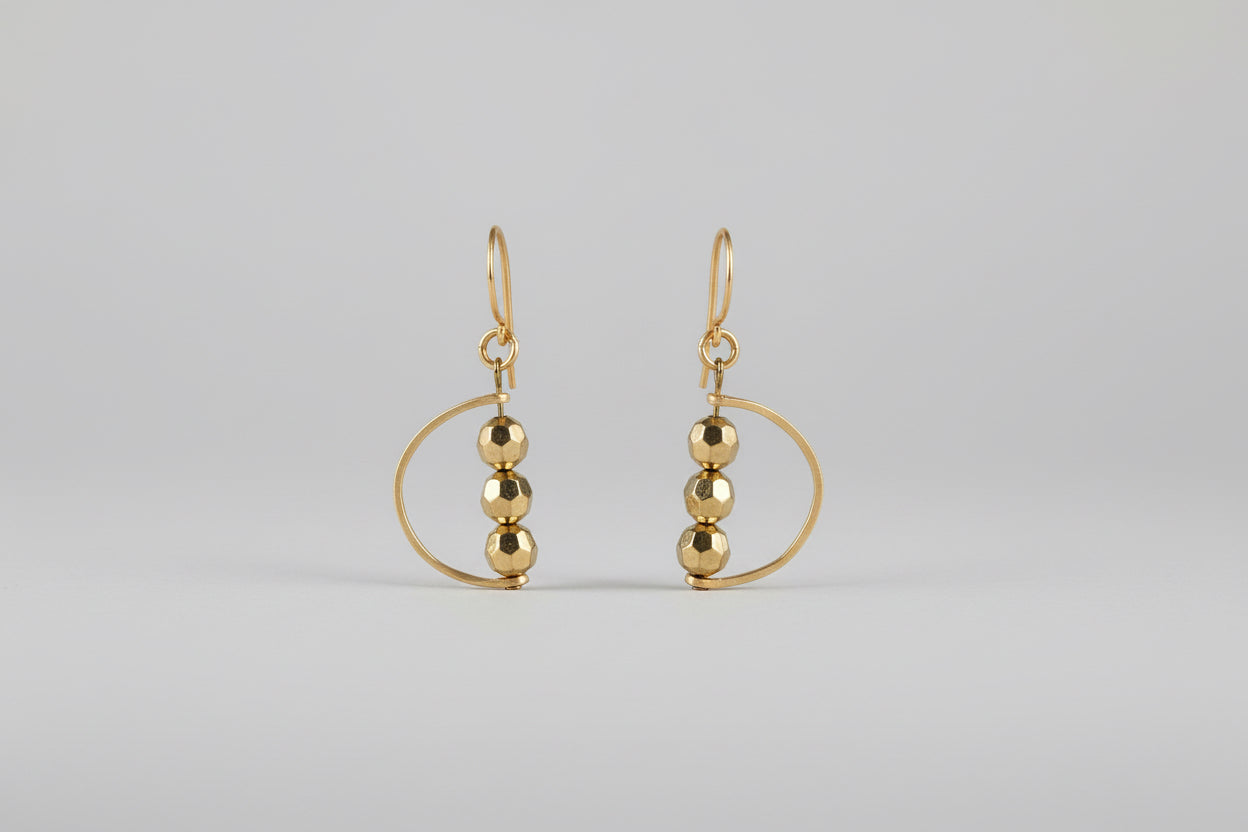 Gold-Plated D-Shape Dangle Earrings