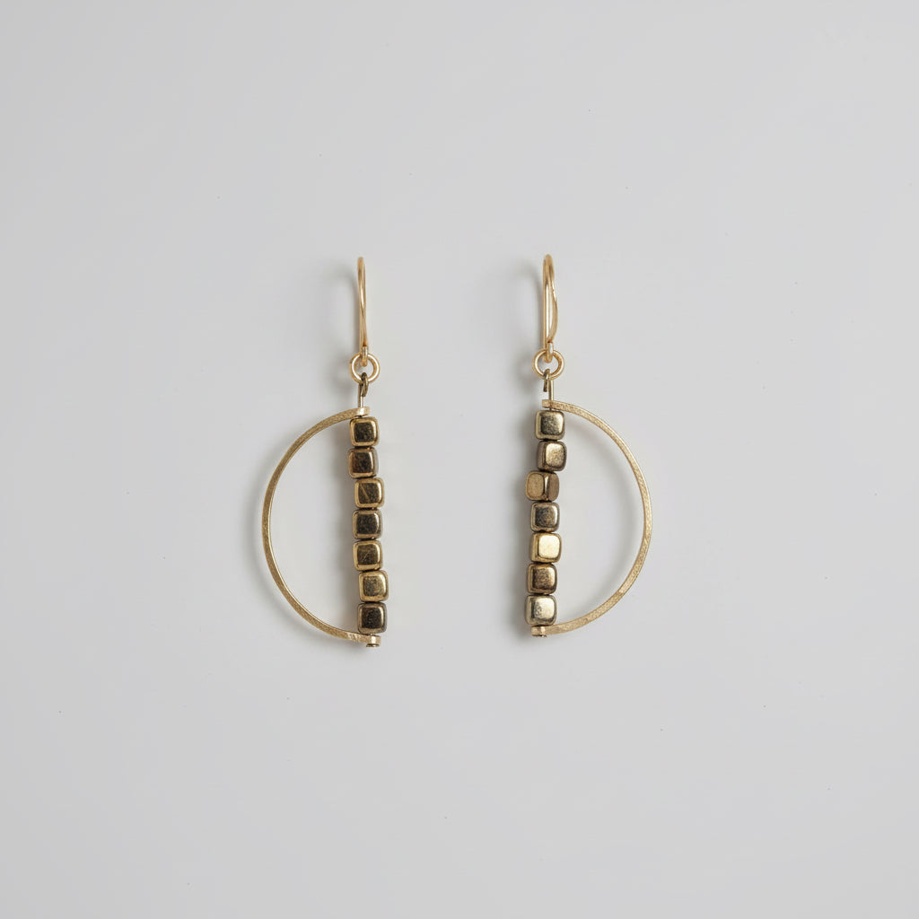 Gold-Plated D-Shape Dangle Earrings II