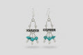 Antique Silver Tibetan Bar Turquoise Dangle Earrings