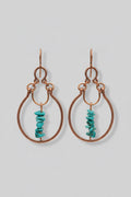 Copper Oval Turquoise Dangle Earrings