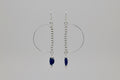 Silver Dark Blue Heart Dangle Earrings