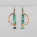 Copper D-Shape Jade Dangle Earrings