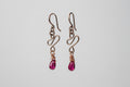 Bronze Chinese Pink Teardrop Dangle Earrings