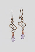Bronze Chinese Lavender Teardrop Dangle Earrings
