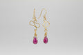 14k Gold-Plated Chinese Pink Teardrop Dangle Earrings