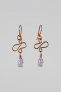 Copper Chinese Lavender Teardrop Dangle Earrings