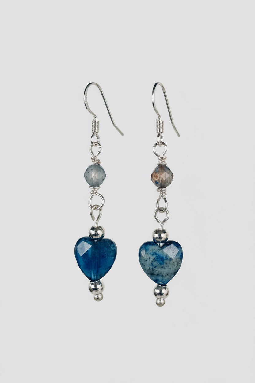 Silver Dangle Blue Heart Earring II