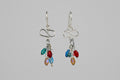 Silver Chinese Glass Bead Dangle Earrings