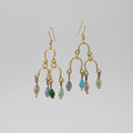 Gold Multi-Colored Crystal Glass Bead Dangle Earrings