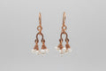 Hammered Copper Half Chandelier Pearl Dangle Earrings