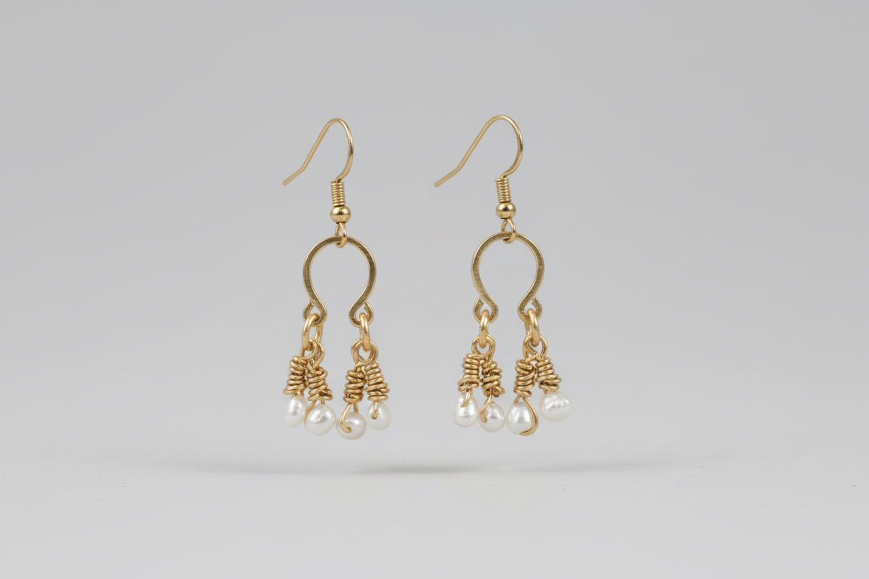 Half Chandelier Pearl Dangle Earrings