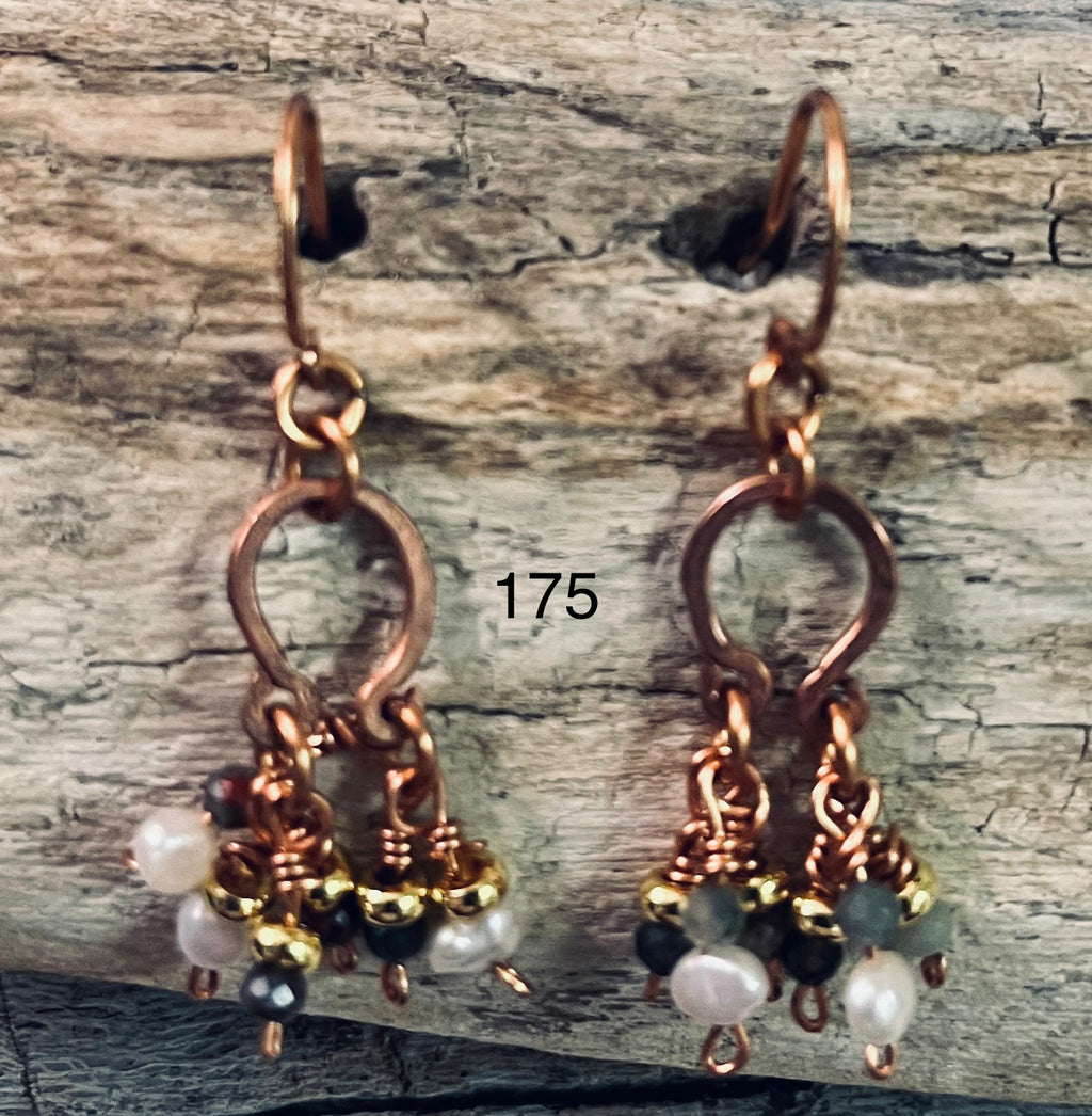 Hammered Copper Half Chandelier Dangle Earrings