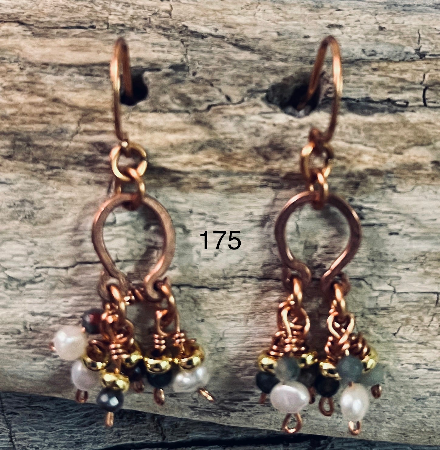 Hammered Copper Half Chandelier Dangle Earrings
