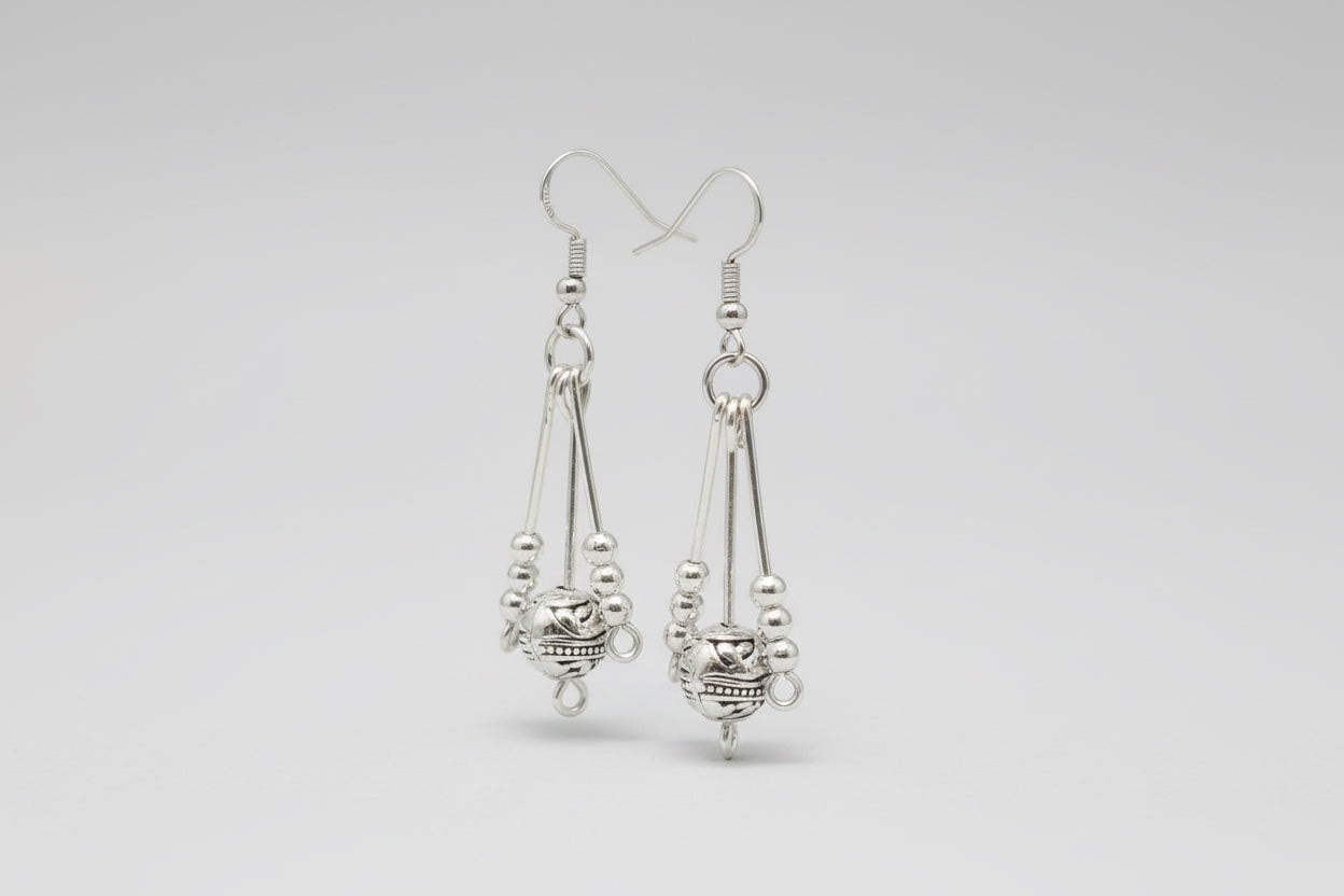 Silver Tibetan Ball Dangle