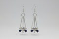 Silver Tibetan Dangle Earrings with Bloodstone Beads