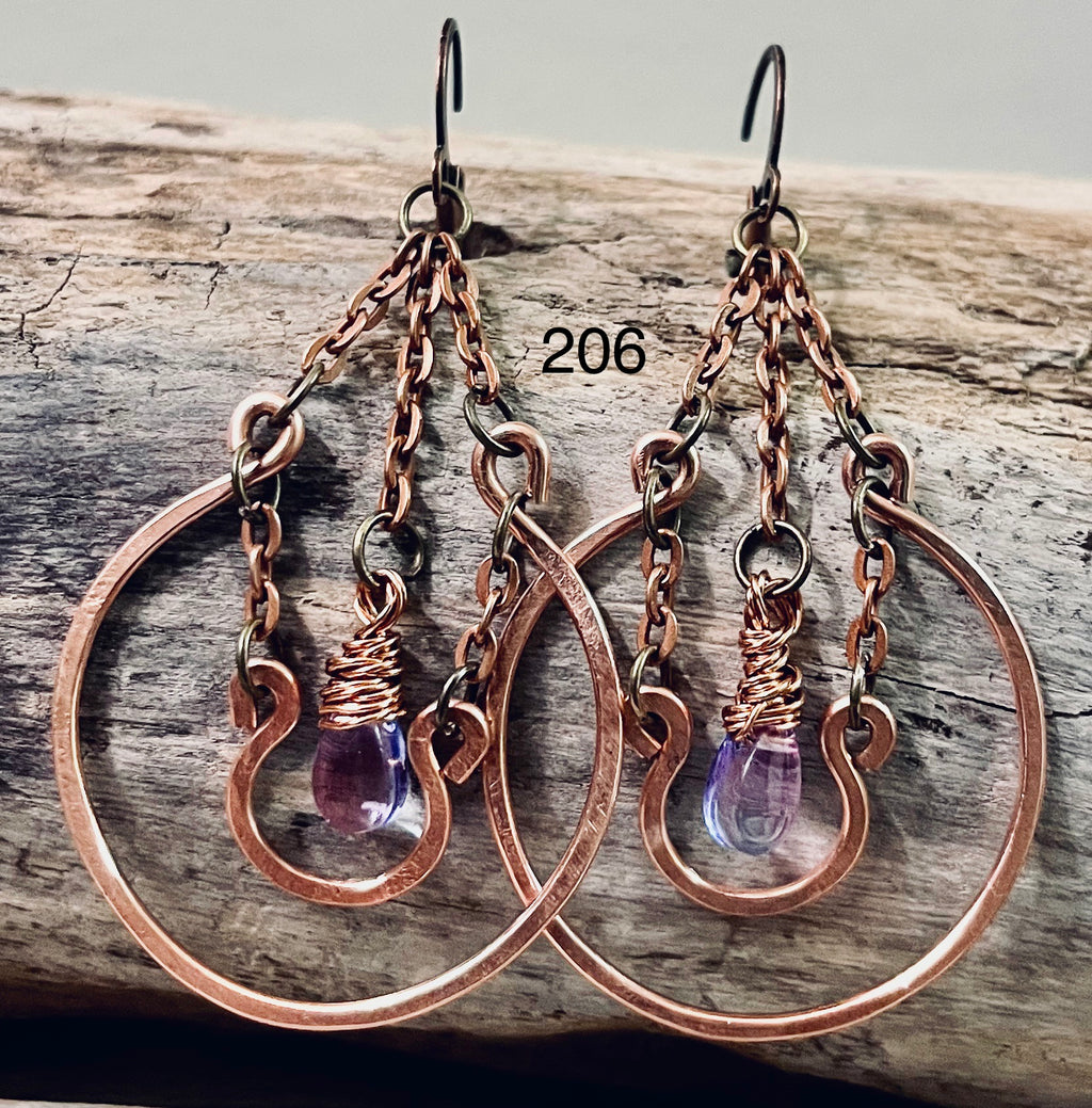 Copper Round Dangle Earrings