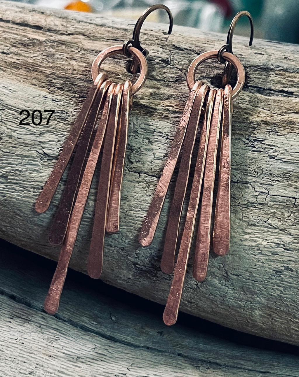 Oxized hammered Copper Dangle Earrings