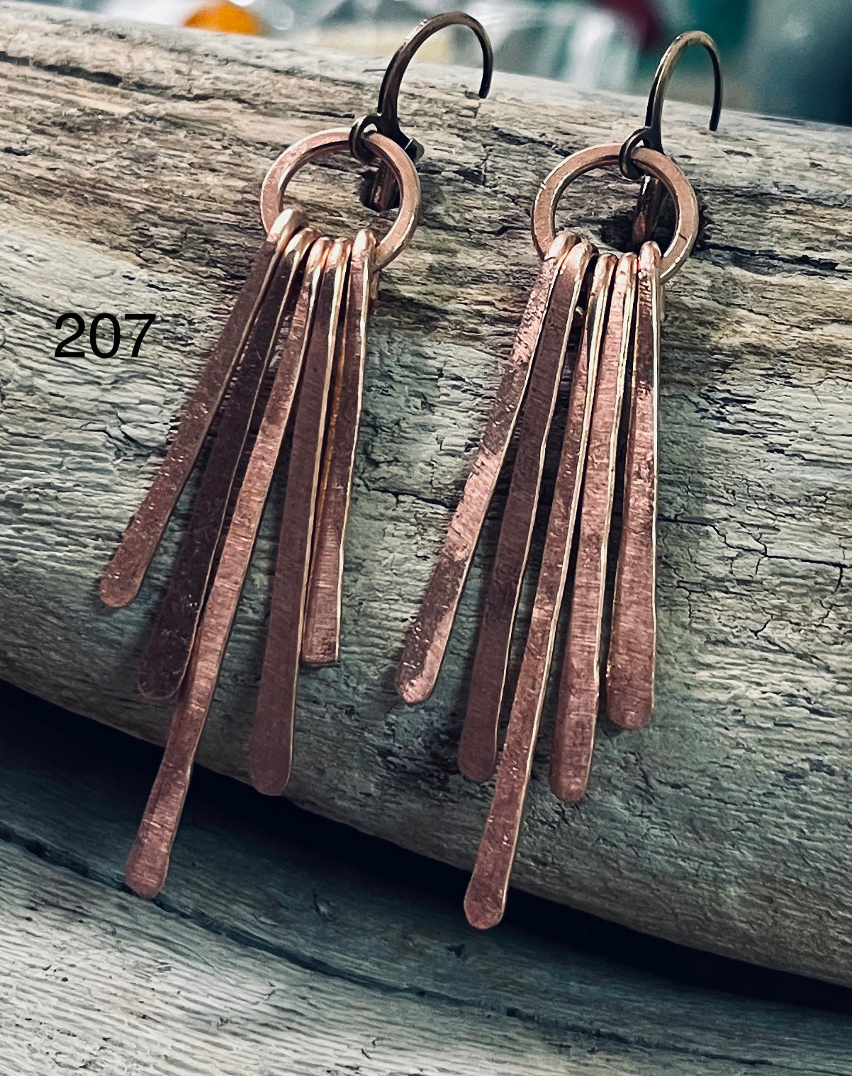 Oxized hammered Copper Dangle Earrings