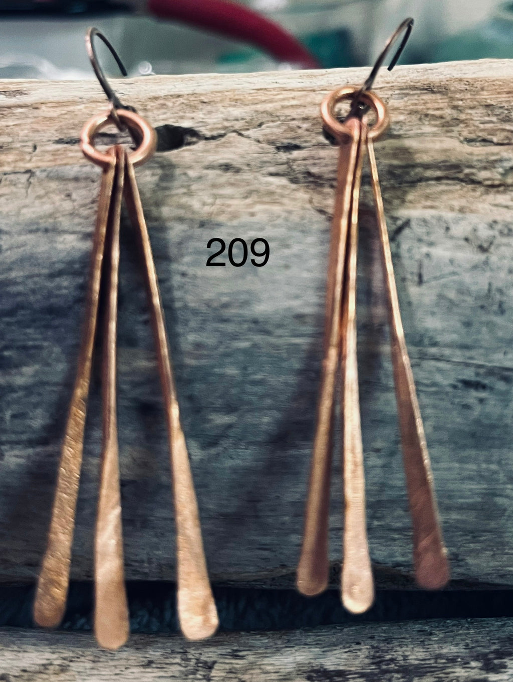 Hammered Copper Dangle Earrings II
