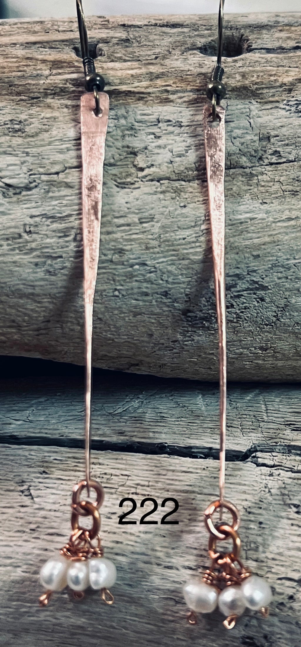 Hammered Propeller Copper Dangle Earrings