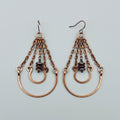 Hammered Copper Chain Autumn Bead Dangle Earrings