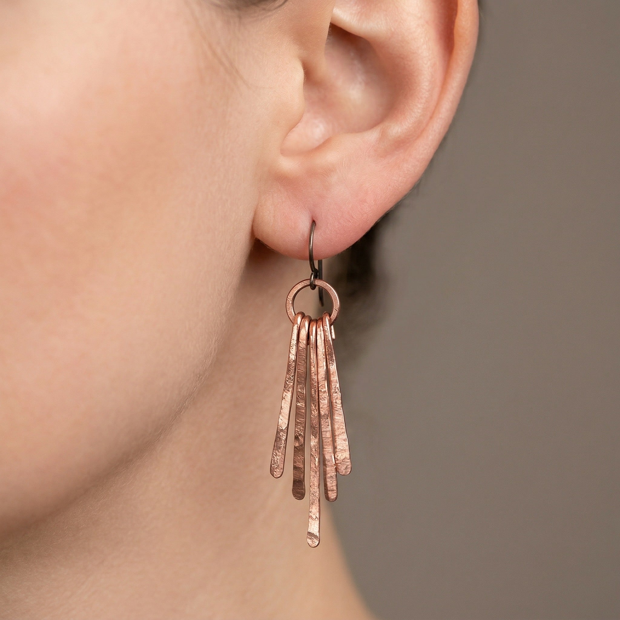Oxized hammered Copper Dangle Earrings