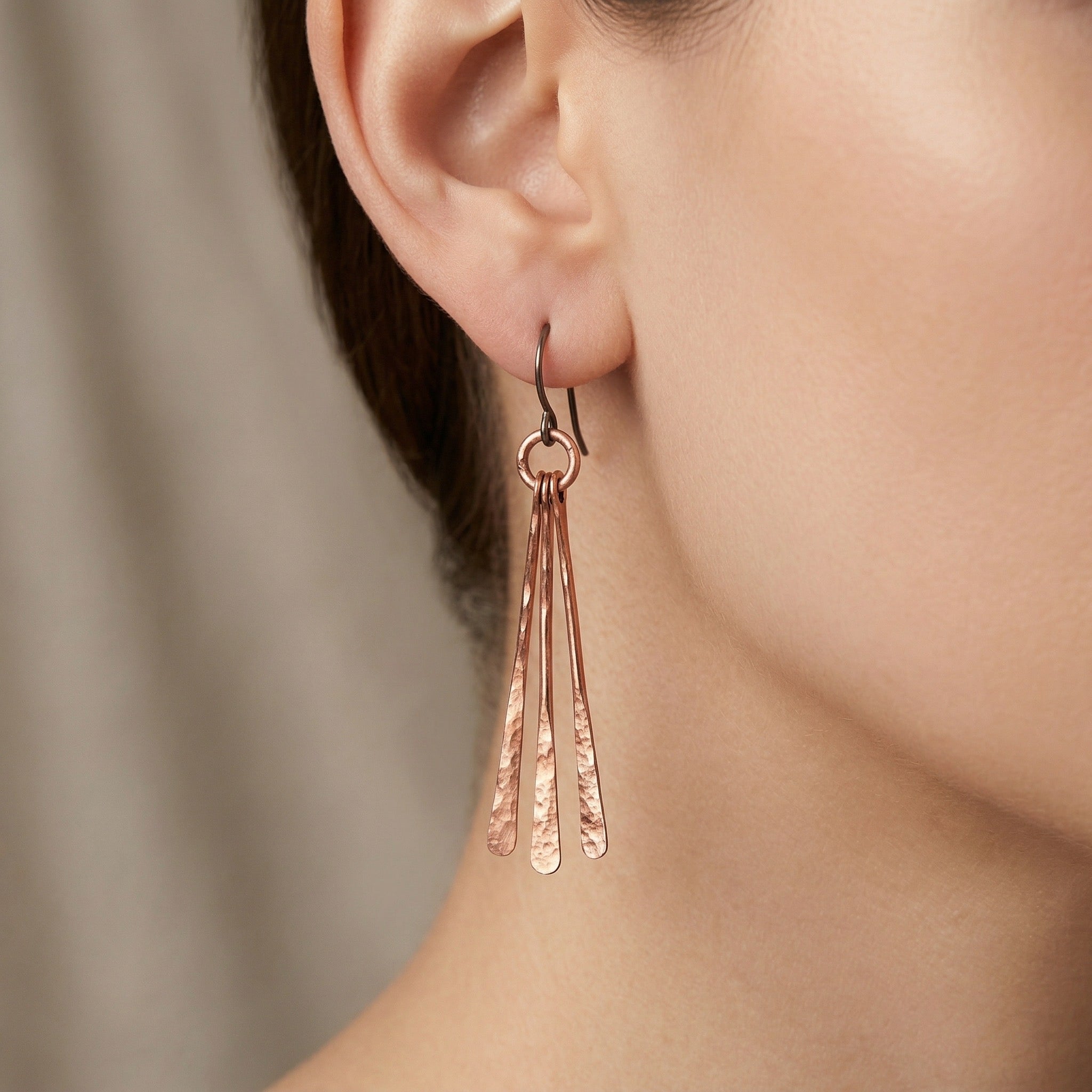Hammered Copper Dangle Earrings II