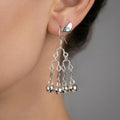 Sterling Silver Bell Chandelier Dangle Earrings