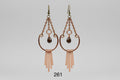 Hammered Copper Smokey Quartz Chain Dangle Earrings