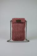 Rust Crocheted Unlined Cellphone Purse with 47" Black Chain