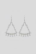 Silver Tibetan Triangle Chain Dangle Earrings
