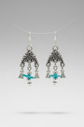 Antique silver Tibetan dangle earrings with turquoise beads