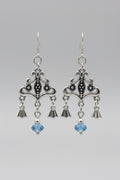 Antique Tibetan Silver & Blue Crystal Dangle Earrings